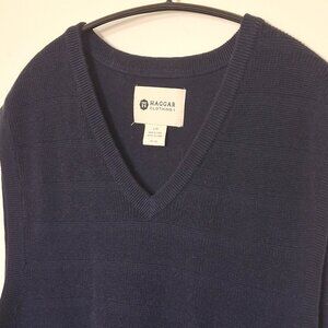 Haggar Navy Blue Men's Sweater Vest-Size L-Preppy, Academia, Professor, Classic